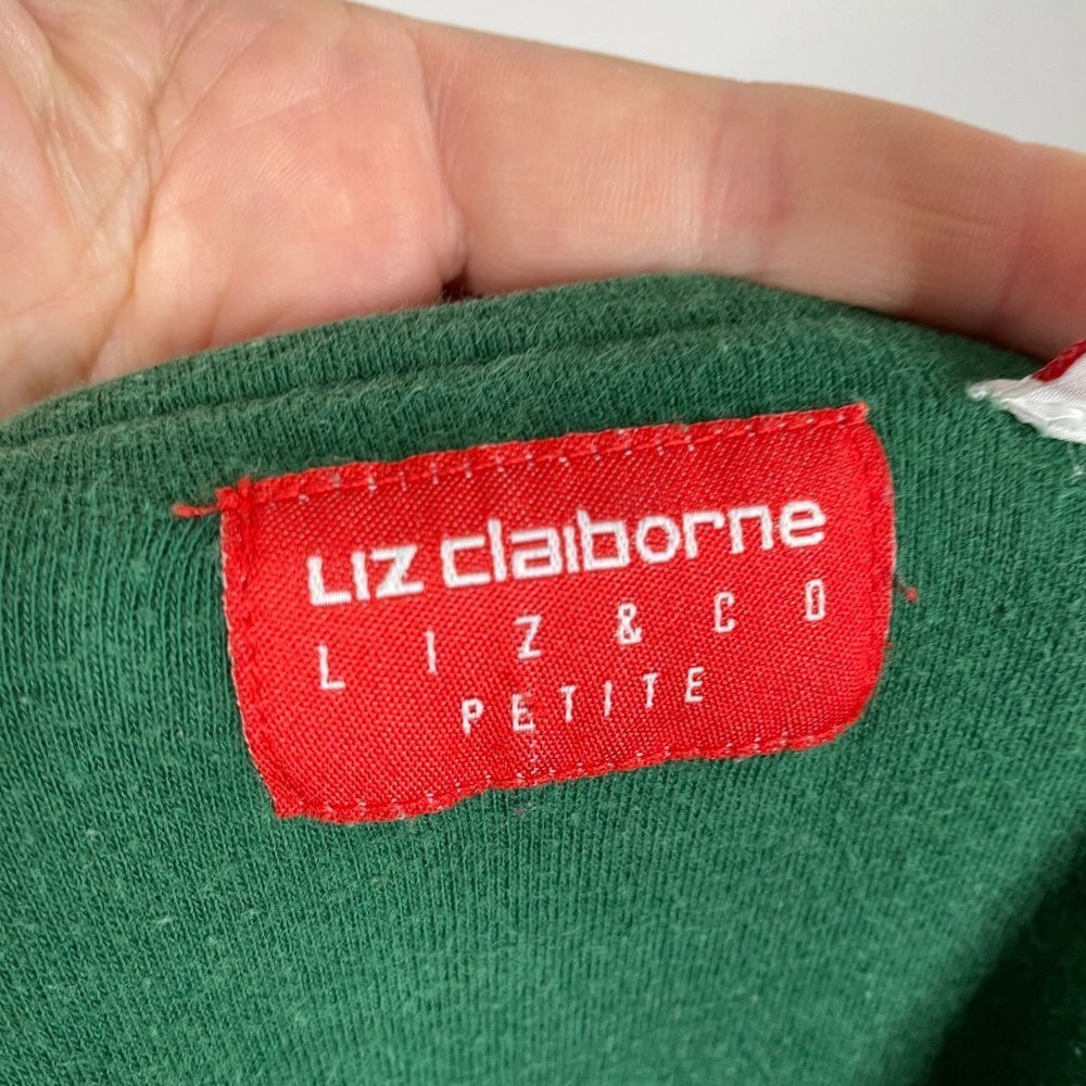 Vintage Y2K Womens VELOUR Jacket Sz LP Dark Green FULL ZIP Long Sleeve Holiday - Picture 10 of 12